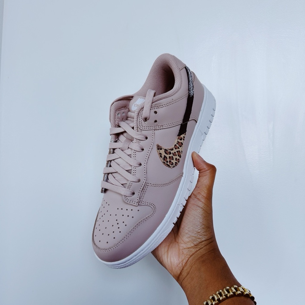 Nike Women’s Sneakers - Blush Pink with Leopard Swoosh